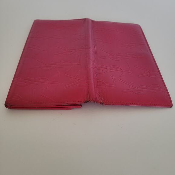 Yves Saint Laurent YSL Vintage Long Large Leather Wallet Pink Logo - Picture 11 of 15
